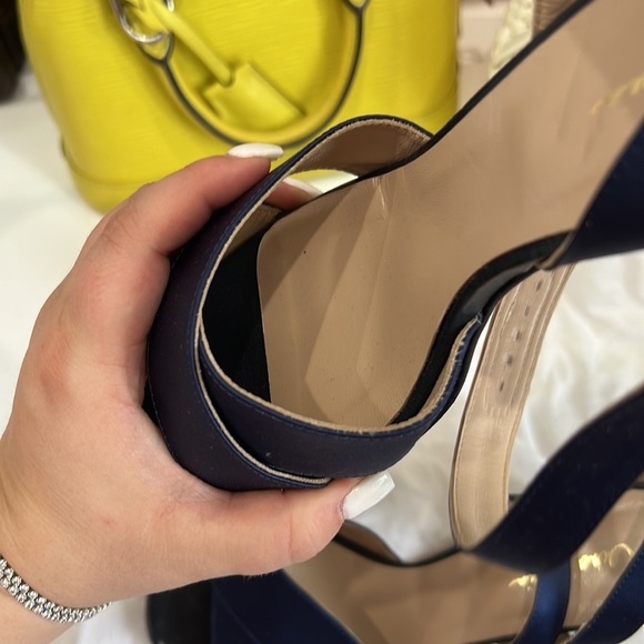 NEW Navy Tina Marie Block Heel Sandals - Picture 14 of 15